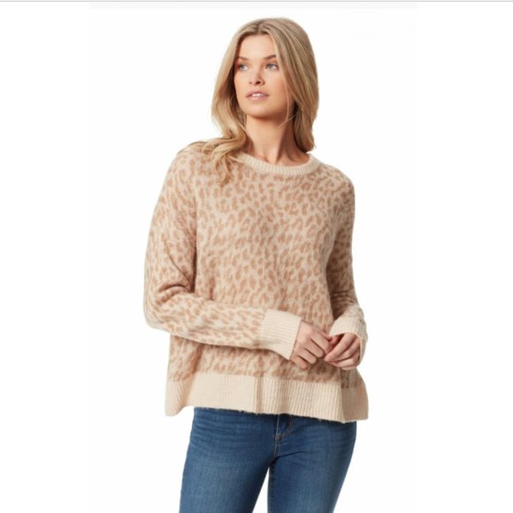 Jessica Simpson Women's Tan Leopard Sweater Sz XL Oversized NWT - Picture 1 of 9